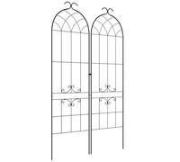 Outsunny Set di 2 tralicci da giardino, supporto in metallo per piante rampicanti, 50L x 181H cm, nero