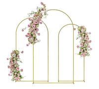 Outsunny Set di 3 Archi da Giardino per Matrimoni da 1.8-2-2.2 m, Archetti Nuziali per Feste e Compleanni in Metallo da Decorare con Fiori e Palloncini, Oro