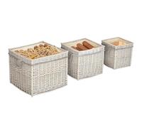 Outsunny Set di 3 cestini per legna da interni, rotondi, con fodera e manici in corda per riporre oggetti sul caminetto, coperte, beige
