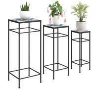 Outsunny set di 3 porta piante, porta fiori da interno alto 71 cm, porta piante in metallo, 3 porta fiori di dimensioni diverse, sgabello per fiori, porta vasi per soggiorno giardino balcone