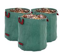 Outsunny Set di 3 Sacchi per Rifiuti da Giardino da 272 L Richiudibile e Riutilizzabile, Borse per Giardinaggio e Foglie Autoportanti in Polipropilene 150 g/㎡ con Manici e Cerchio Flessibile, Verde