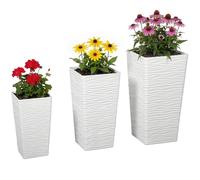 Outsunny Set di 3 Vasi da Esterno Impilabili Quadrati 42/55/65 cm Bianco
