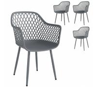 Outsunny Set di 4 Sedie da Giardino Resistenti ai Raggi UV con Bracciolo e Schienale, in Plastica, 56x51x84 cm, Grigio Scuro Aosom Italy