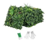 Outsunny Set di 6 siepi artificiali schermo privacy 50x50cm Verde | Schermi per siepi stile Milan, facile montaggio, resistente ai UV, giardino verticale artificiale, decorazione fogliare
