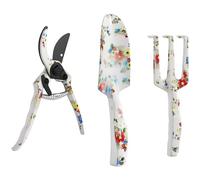 Outsunny Set di attrezzi da giardino 3 pezzi in metallo Attrezzi da giardinaggio con Cazzuola Rastrello a mano Cesoie da giardinaggio Set da giardinaggio Regali per donne e uomini Multicolore