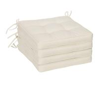 Outsunny Set di cuscini per sedie da pranzo 42x42x5 cm Set di 4 cuscini impermeabili per sedie da giardino con 2 lacci di fissaggio Crema