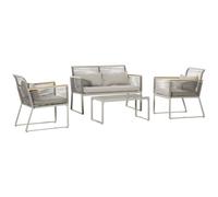 Outsunny Set di Mobili da Giardino 4 Pezzi Sedie Divanetto Tavolino in Rattan PE