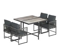 Outsunny Set di mobili da giardino in polyrattan 5 pezzi salvaspazio con tavolo e 4 sedie piano DPC cuscini Grigio Aosom Italy