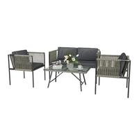 Outsunny Set di Mobili da Giardino in Rattan 4 Pezzi Nero/Grigio