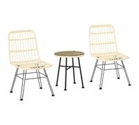 Outsunny Set di Tavolo e Sedie da Giardino da 3 Pezzi in Rattan PE Crema