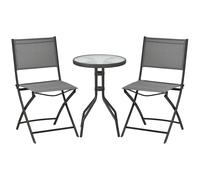 Outsunny Set Giardino 3 Pezzi, Acciaio, 2 Sedie Pieghevoli Tessuto Rete, Tavolo Rotondo, Comfort e Stile Aosom