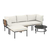 Outsunny Set Giardino 5 Pezzi, Rattan Componibile L con Cuscini, 192x126x60 cm, Colore Cachi Aosom Italy