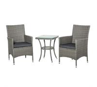 Outsunny Set Giardino Esterno 3 Pezzi in Rattan PE e Acciaio, Set 2 Sedie con Cu