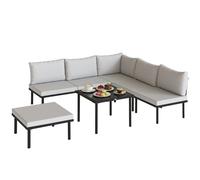 Outsunny Set Giardino Metallo per 6 Persone, Divano Angolare