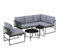 Outsunny Set Lounge da Giardino per 4-5 Persone, Set Lounge da Giardino con Divano 2 Posti, Tavolino, Poltrona e Cuscini Spessi Lavabili Aosom Italy