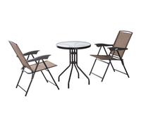 Outsunny Set Mobili da Giardino 3 Pz con Tavolino e 2 Sedie Pieghevoli