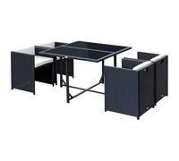 Outsunny Set Mobili da Giardino 5pz Set Tavolo da Pranzo Nero 109x109x72 cm