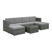 Outsunny Set Mobili da Giardino 7 Pezzi in Rattan e Acciaio Salotto da Esterno