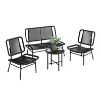 Outsunny Set Mobili da Giardino con 2 Sedie, Tavolino, 4 Pezzi in Rattan, Nero