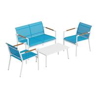 Outsunny Set Mobili da Giardino con Sedute Traspiranti, 4 Posti, Blu
