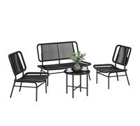 Outsunny Set Mobili da Giardino con Tavolino, 4 Pezzi, Nero