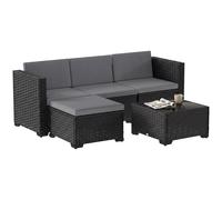 Outsunny Set Mobili da Giardino in Vimini 5 Pezzi con Cuscini, Grigio