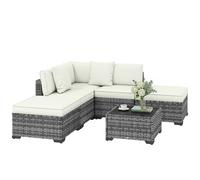 Outsunny Mobili da Giardino 6pz in Rattan e Acciaio con Divano, Tavolino e Cuscini, Grigio Aosom Italy