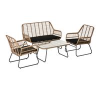 Outsunny Set Mobili da Giardino Stile Boho Rattan PE 2 Poltrone Divano Tavolino