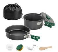 Outsunny Set Pentole Campeggio Ultraleggero, 8 Pezzi per 2 Persone, Grigio