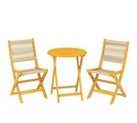 Outsunny Set per balcone 3 pezzi Polyrattan Legno pieghevole Set mobili da giardino con tavolo e 2 sedie, traspirante Aosom Italy