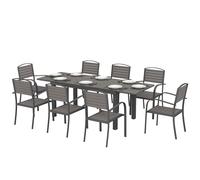 Outsunny Set Pranzo Estensibile 9 Pezzi, Alluminio, Grigio