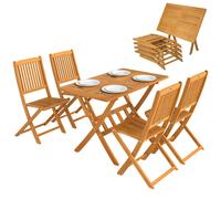 Outsunny Set Pranzo Giardino Pieghevole, 5 Pezzi, Design a Doghe Naturale