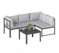 Outsunny Set Salotto da Giardino 3 Pezzi con Braccioli Regolabili Grigio