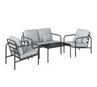 Outsunny Set Salotto da Giardino 4 Pezzi in Acciaio con Divano 2 Posti, 2 Poltrone, Tavolino, Cuscini, Grigio Chiaro Aosom Italy