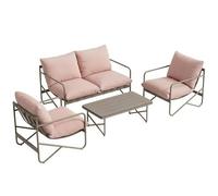 Outsunny Set Salotto da Giardino 4 Pezzi in Metallo Esterno Rosa