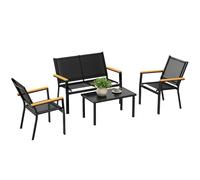 Outsunny Set Salotto da Giardino 4 Pezzi in Texteline da Esterno Nero