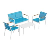 Outsunny Set Salotto da Giardino 4 Pezzi Salottino Esterno Blu
