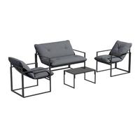 Outsunny Set Salotto da Giardino da 4 Pezzi con Cuscini, Nero e Grigio