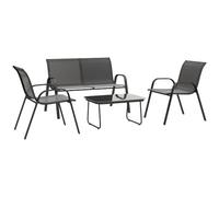 Outsunny Set Salotto da Giardino da 4 Pezzi Divanetto Esterno Patio Nero