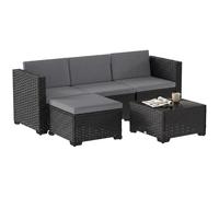 Outsunny Set Salotto da Giardino in Rattan 5 Pezzi ad L Patio Grigio/Nero