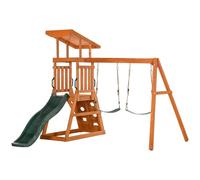 Outsunny Set Scivolo e 2 Altalene da Esterno in Legno per Bambini Età 3-8 Anni