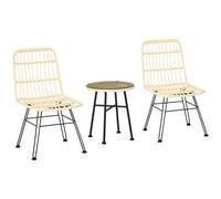 Outsunny Set Tavolino e Sedie da Giardino 3 Pezzi in Rattan PE e Acciaio, Arredo Chic per Esterni e Bistrò - Crema Aosom