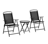 Outsunny Set Tavolino e Sedie da Giardino 3 Pezzi Pieghevole in Metallo