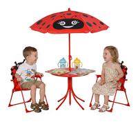 Outsunny Set Tavolo da Giardino per Bambini con 2 Sedie Pieghevoli e Ombrellone