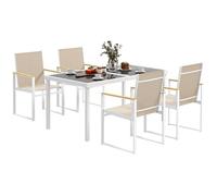 Outsunny Set Tavolo da Giardino con Sedie da 5 Pezzi in Vetro Multicolore