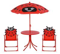 Outsunny Set Tavolo da Giardino per Bambini con 2 Sedie Pieghevoli e Ombrellone