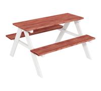 Outsunny Set Tavolo da Picnic per Bambini, Tavolo e Panche in Legno, Mobili da Giardino per Bambini, Giochi da Esterno, Età 3-8 Anni, Marrone