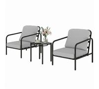 Outsunny Set Tavolo e Sedie da Balcone con Cuscini Spessi per Terrazzo, Nero