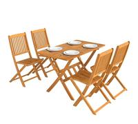 Outsunny Set Tavolo e Sedie da Giardino 5 Pezzi Pieghevole Color Legno