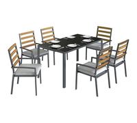 Outsunny Set Tavolo e Sedie da Giardino 7 Pezzi Set Pranzo Esterno Nero